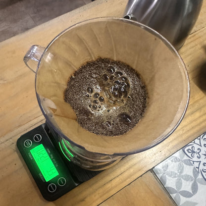 Medium dark roast Bali Blue whole bean coffee bag