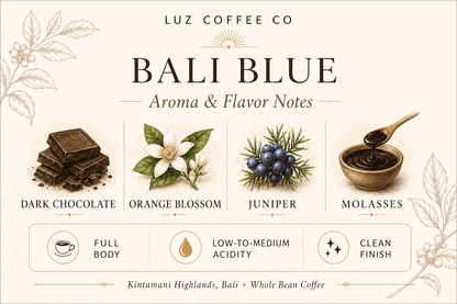 Bali Blue Single Origin | Medium Dark Roast Whole Bean Coffee - Luz Coffee Co
