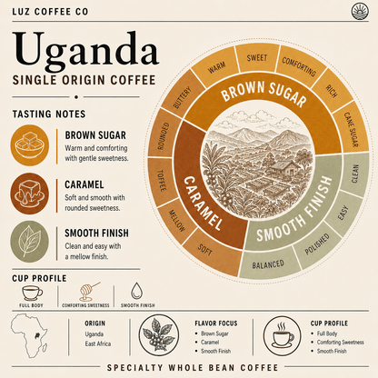 Uganda Single Origin Coffee | Medium - Dark Roast - Luz Coffee Co