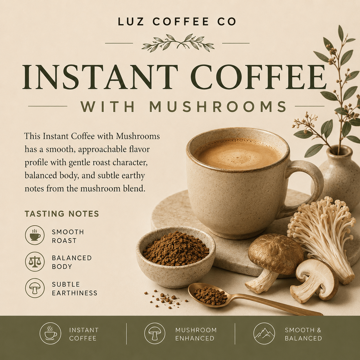 Instant Coffee With Mushrooms | Luz Coffee Co - Luz Coffee Co