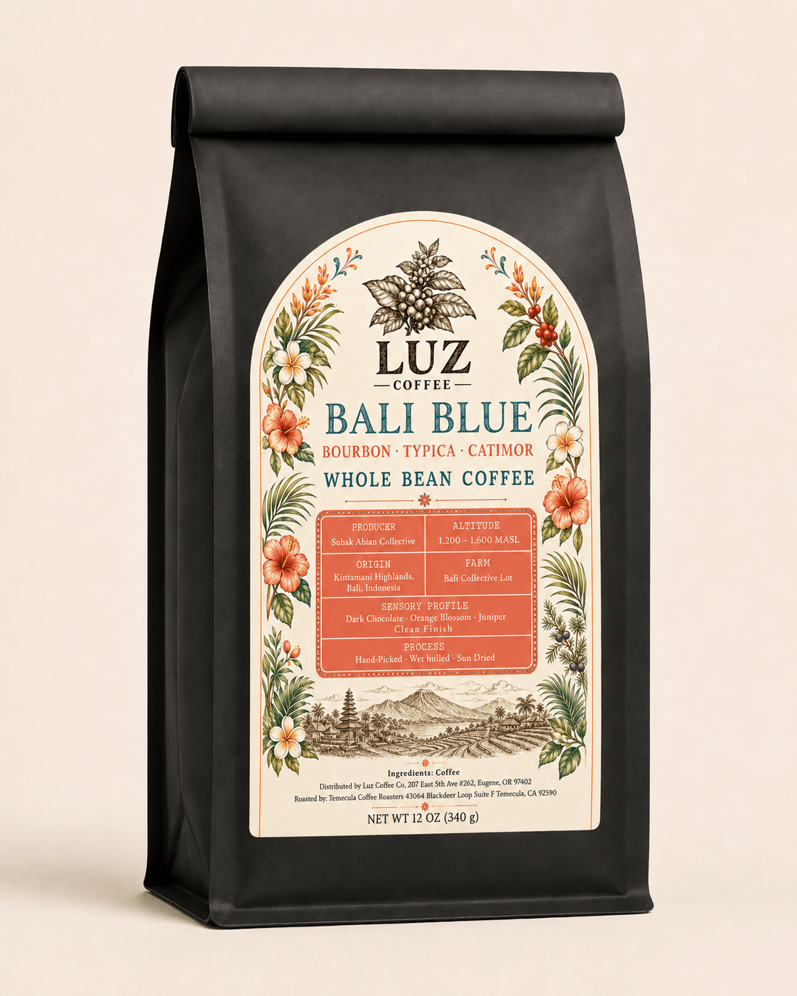 Bali Blue Single Origin | Medium Dark Roast Whole Bean Coffee - Luz Coffee Co