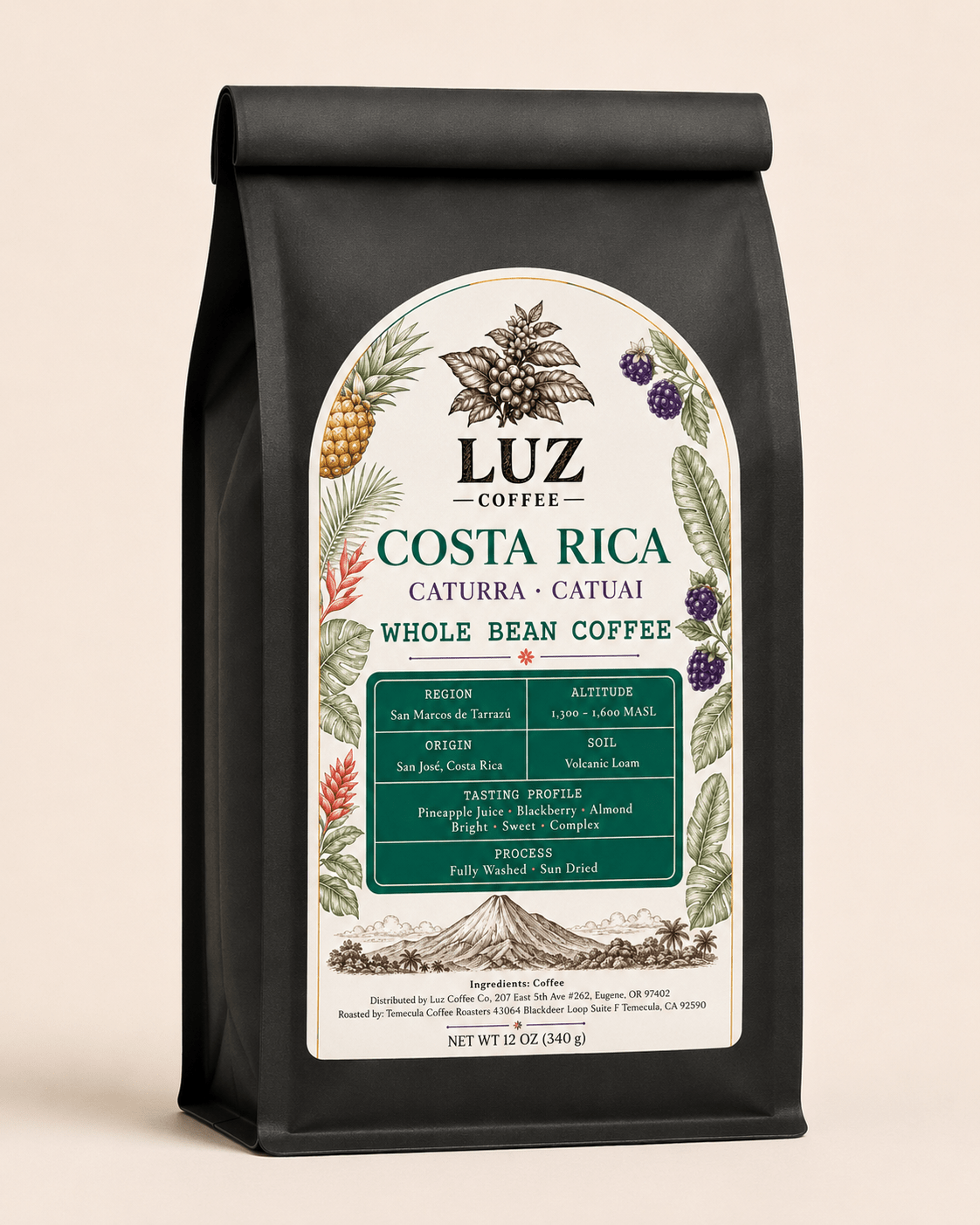 Costa Rica Single Origin Coffee | Medium - Light Roast - Luz Coffee Co