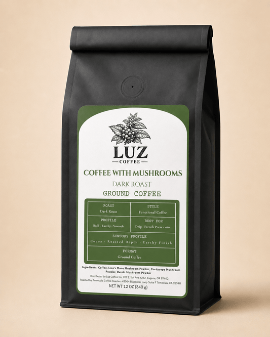 Dark Roast Coffee With Mushrooms | Ground Coffee - Luz Coffee Co