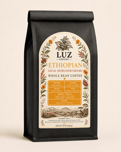 Ethiopian Single Origin | Medium Light Roast Coffee Whole Bean Coffee - Luz Coffee Co