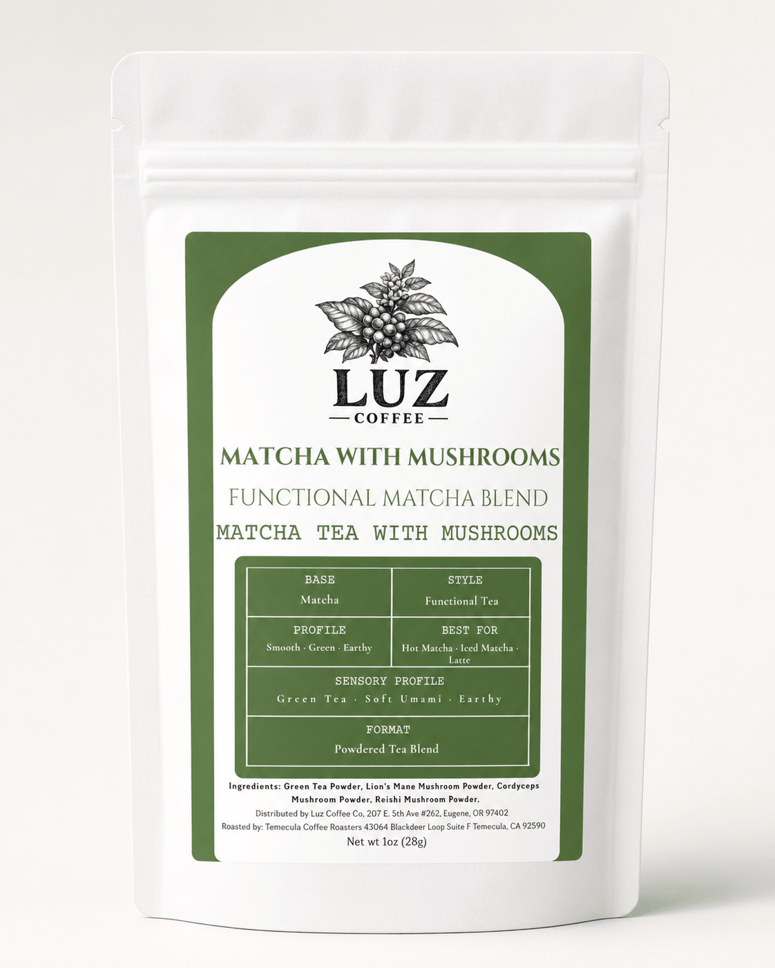 Matcha With Mushrooms | Luz Coffee Co - Luz Coffee Co