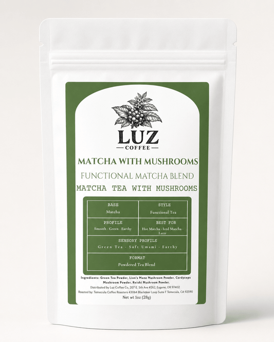 Matcha With Mushrooms | Luz Coffee Co - Luz Coffee Co